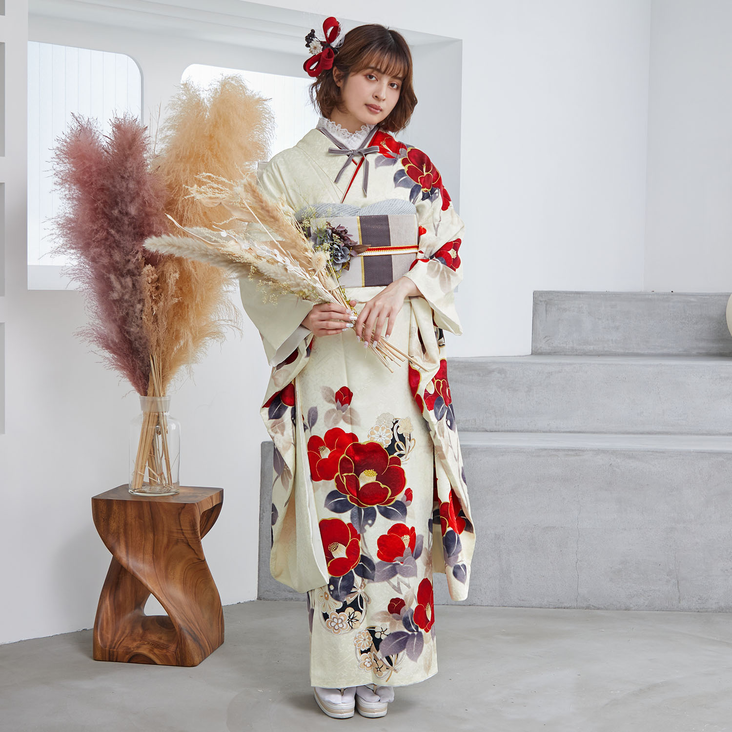 京都西陣織 着物 袋帯 椿 - ファッション