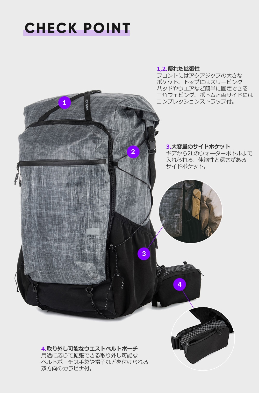 LOST CREEK UL 50（55L BLACK） | Bag | ZEROGRAM （ゼログラム）