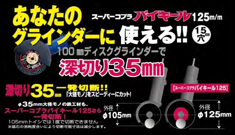 山真製鋸 YAMASHIN スーパーコブラ 切断砥石 CBA-125-5P 5枚 バイキール125mm